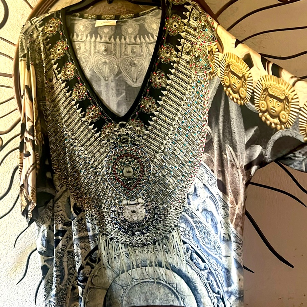 Camilla dress or top or coverup with lots of Swarovski crystals L/XL